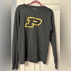 Men’s Champion Long-Sleeved Purdue Gray T-shirt, Size S